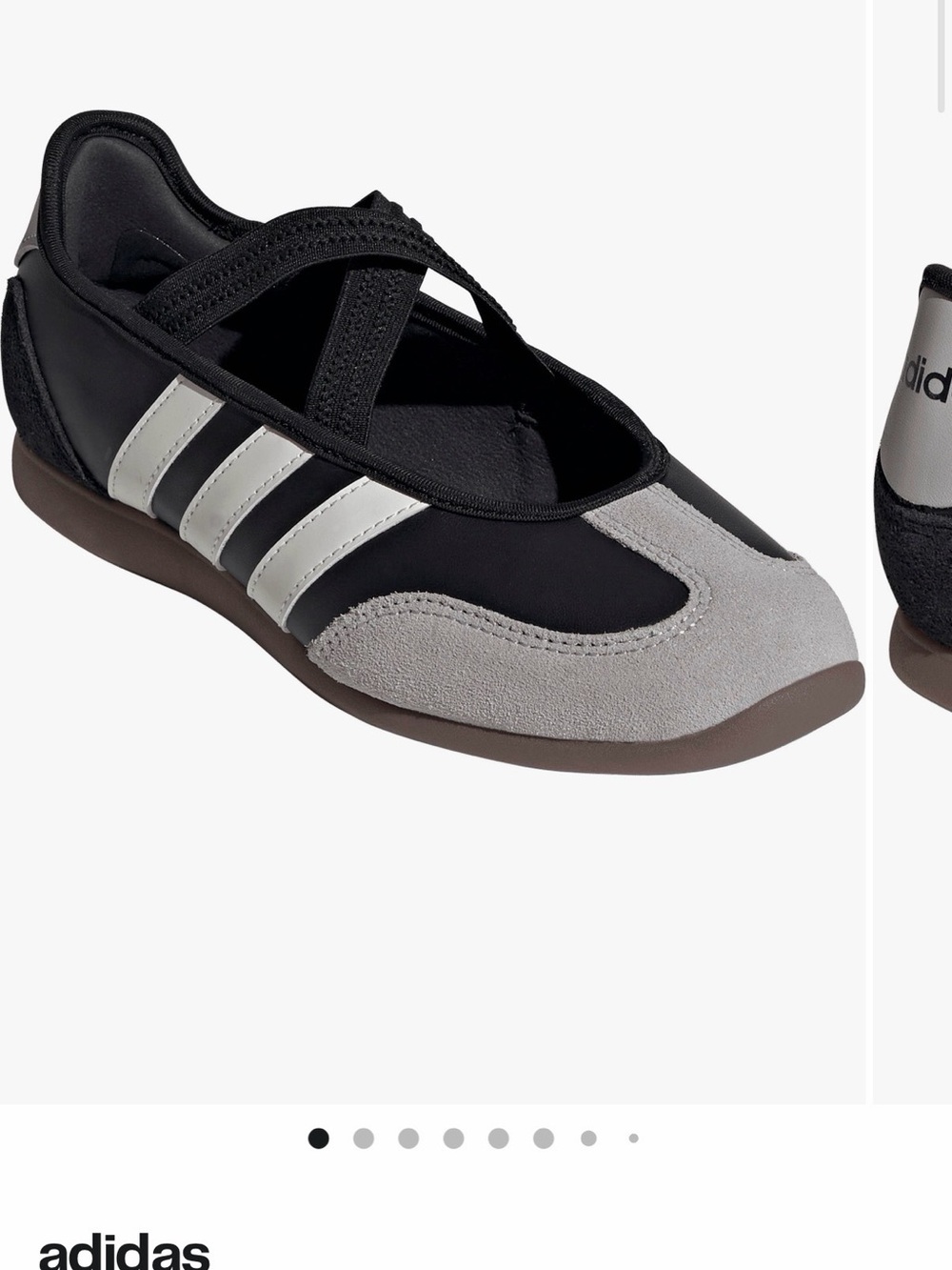 adidas Women’s Black and Light Gray Cross-Strap Sneaker